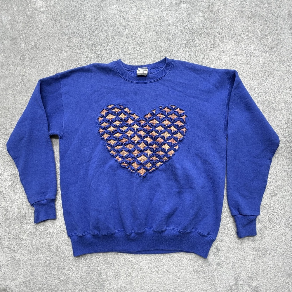 Vintage Sturdy Sweats By Lee Sweatshirt Womens Blue Pullover Embroidered Heart